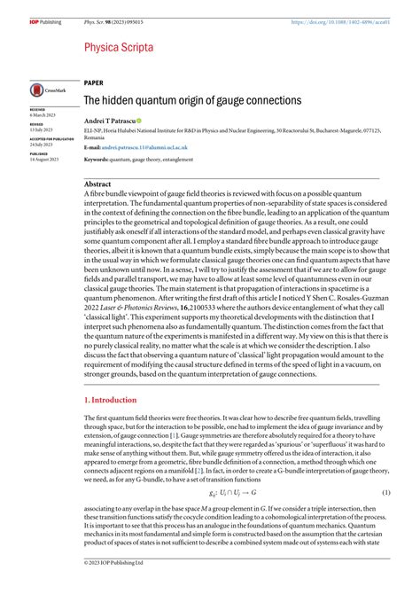 andrei tudor patrascu|[2205.14007] The hidden quantum origin of gauge connections.